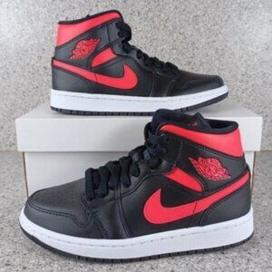 Nike Air Jordan 1 Mid "Siren Red" Black Sneakers Shoes